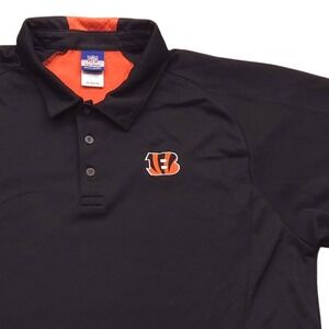 Reebok NFL Team Apparel Polo Shirt Cincinnati Bengals‎ Black Orange Mens XL